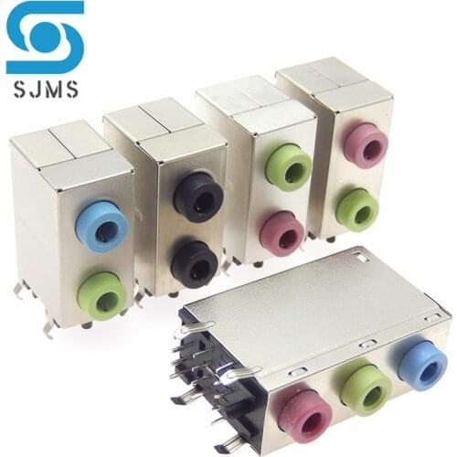 SJMS 1 Pcs PJ306E Headphone Jack 3.5mm 2P 3P red + green + Blue Desktop Computer Motherboard Audio Socket DIY Repair Connector