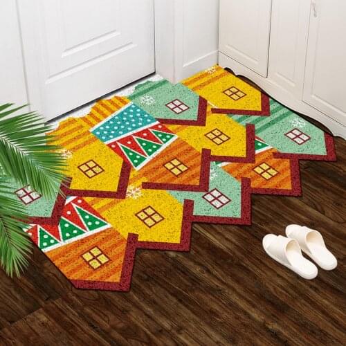 Nordic ins colorful house Entrance hall carpet PVC wire loop mat INS Door mat Living room floor mat bathroom non-slip rug