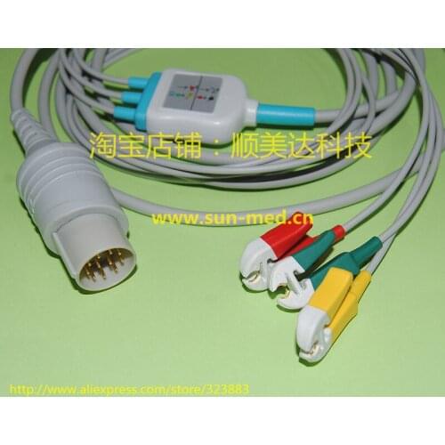 Compatible Nihon Kohden Defibrillator ECG Cable 3 leads 11 pins