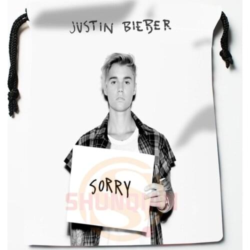 New Justin Bieber printed storage bag 18*22cm Satin drawstring bags Compression Type Bags Customize your image gifts