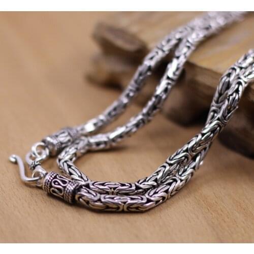 Thai goods wholesale silver S925 silver Thai handmade antique silver 3mm diameter for men and women necklace 55cm (22 inches)