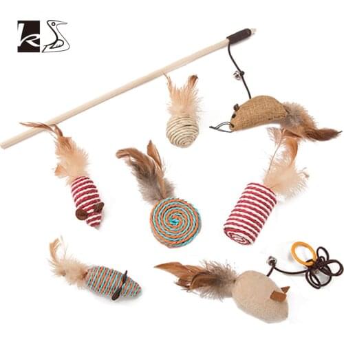 Tease cat stick 7 sets of cat toys self-hi kitten toy set feather bell grinding teeth tease cat toy mouse