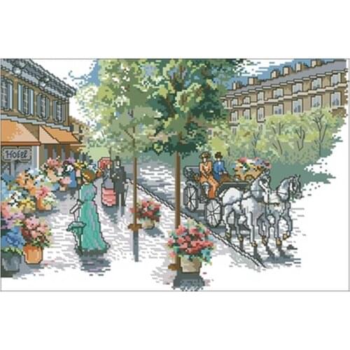 Bustling street patterns counted 11CT 14CT 18CT Cross Stitch Set DIY Chinese Cross-stitch Kits Embroidery Needlework Home Decor
