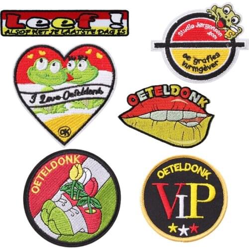 ZOTOONE Oeteldonk Patch Iron on Embroidered Patches for Clothing DIY Cute Frog Sewing Patch Badge Accessories Applique 45