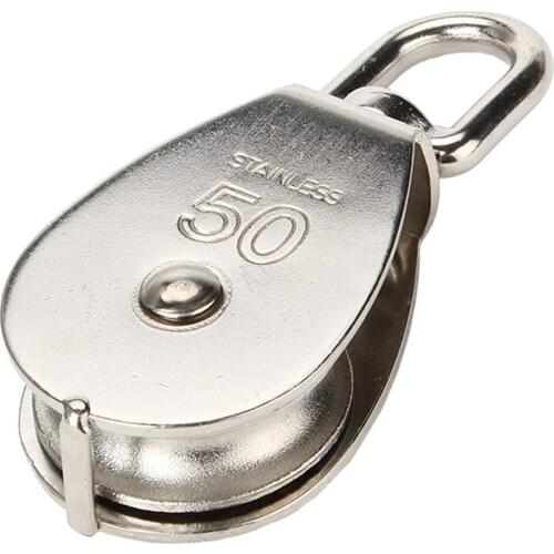 1Pcs M50 Stainless Steel Heavy Duty Steel Single Wheel Swivel Lifting Rope Single Pulley Block Pulley Block Chain Traction Wheel