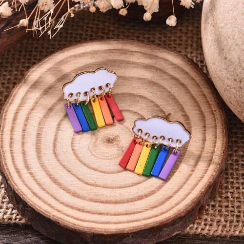 2021 Hot Selling Korean Simple Temperament Cute Cloud Raindrop Earrings Jewelry Colorful Women Stud Earrings Gift