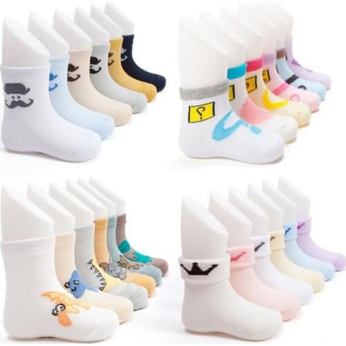 6Pairs Baby Neonatal Newborn Cotton Socks For Girls And Boys Print Short Thin Mesh Casual Cartoon Sock 0-36 Months