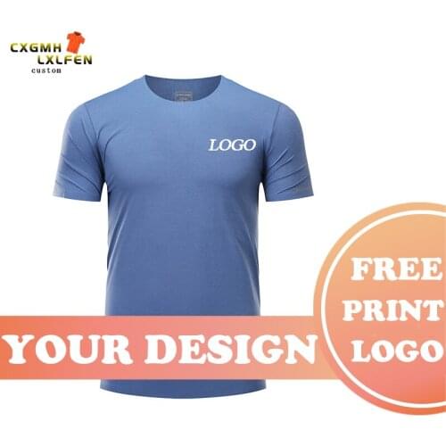 T-shirt top 6-color custom logo short-sleeved sports breathable high-end nylon round neck printing DIY brand text