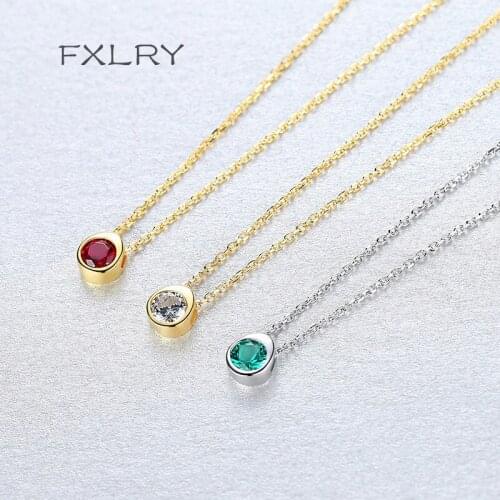 FXLRY High Quality Silver color Inlay Zircon Water Drop type Link Chain Pendant Necklaces for Women Wedding Fine Jewelr