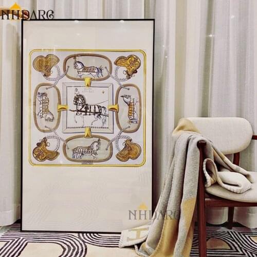 NHDARC Canvas Print Painting Large Modern Silk Scarf Porch Sofa Study Vertical Version Light Luxury Knight Decorative Painting