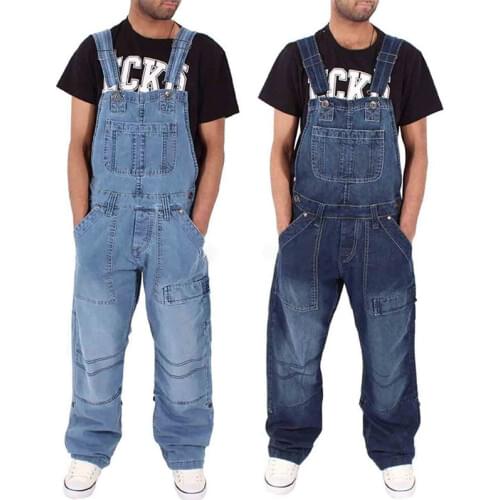 Denim Jumpsuit Men Casual Fashion Korean Overalls Rompers Wide Leg Pants Suit Jeans Streetwear Cowboy Male Trousers Clothing