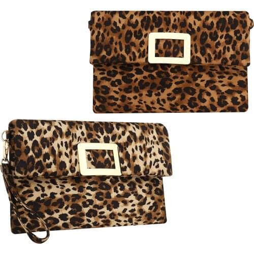 Leopard Leather Clutches Women Soft Surface Fashion Small Handbags Female Rectangle Purse Daily Clutch Bag Ladies Pouch