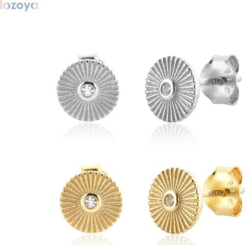 LOZOYA 925 Sterling Silver Coins Stud Earring Piercing Dangle Tiny Jewelry Rock Punk Jewels korean earrings Wedding Party Clips
