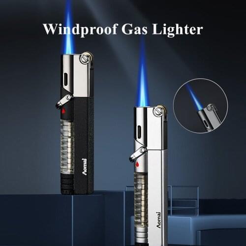 Metal Windproof Torch Jet Lighter Refillable Adjustable Butane Gas Lighter BBQ Tools Blue Flame Ignition Tool Cigar Gadgets
