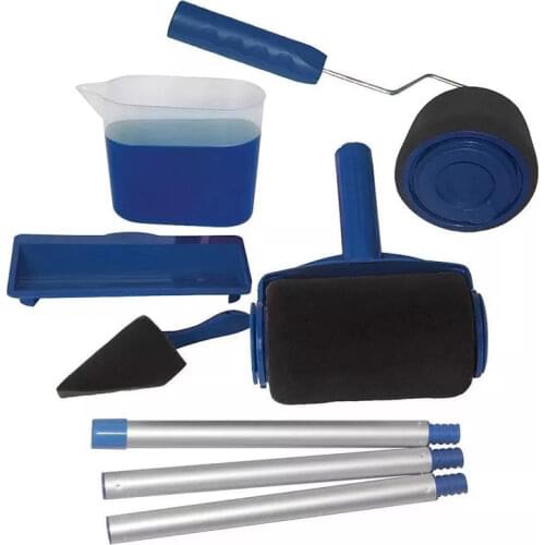 8pcs Multifunctional Household Use Wall Decorative Paint Runner Roller Brush Set witn 3 Long Handles DIY Painting Hand Tool