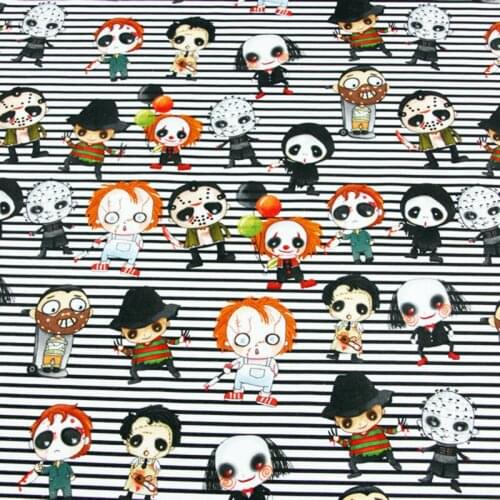 Cartoon Cute Evil Boys Print 100% Cotton Fabric for Kids Clothes Hometextile Backpacks Slipcover Cushion Cover DIY Material