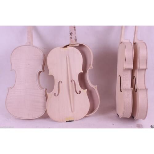 1 pcs Unfinished Violin White Violin Unglued Flame Maple wood back spruce 4/4