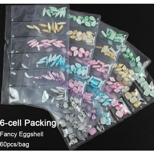 Fancy Eggshell Color 60pcs Packing Mix Shape Nail Rhinestone Glass Crystal Stones Use For Art for DIY Nail decoration