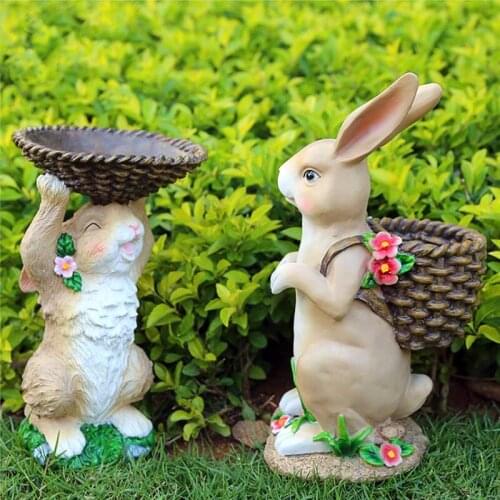 Pastoral Resin Animal Cartoon Rabbit Crafts Outdoor Park Villa Statue Ornaments Courtyard Garden Sculpture Figurines Decoration