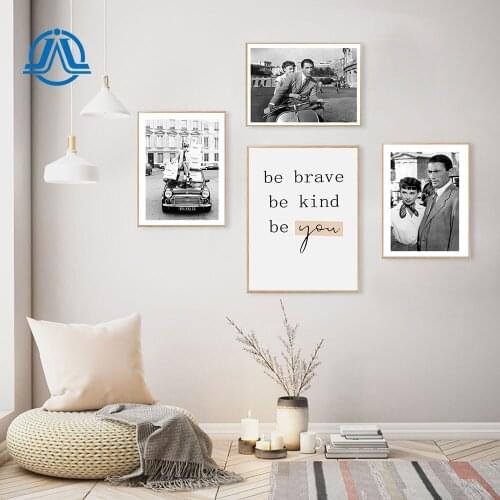 Vintage Style Posters And Prints Black White Canvas Painting Be You Quote Wall Art Minimalist Picture For Living Room Decoration