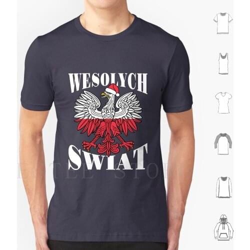 Polish Christmas Wesolych Swiat T Shirt Diy Big Size 100% Cotton Polish Poland Polska Eagle Santa Hat Red White Polish