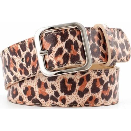 New Leopard Print Women Waistband PU Leather Fashion Metal Heart Pin Buckle Belt Female Casual Waist Belts Decor For Pants Dress