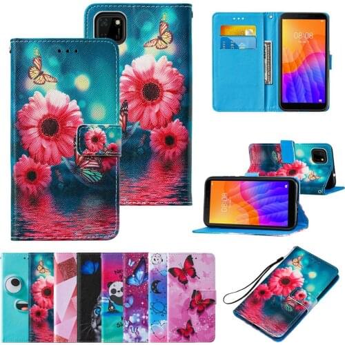 Luxury PU Leather Flip Book Phone Case For cover Huawei Y6P 2020 Coques Huawei telefoon Y5P 2020 Honor 9S P Smart Half-Wrappeds