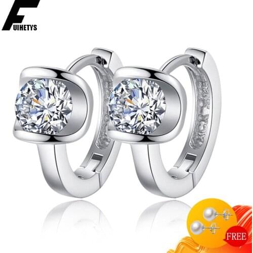 Fashion Earrings 925 Silver Jewelry Round Shape Zircon Gemstone Drop Earrings Accessories for Women Wedding Engagement Party