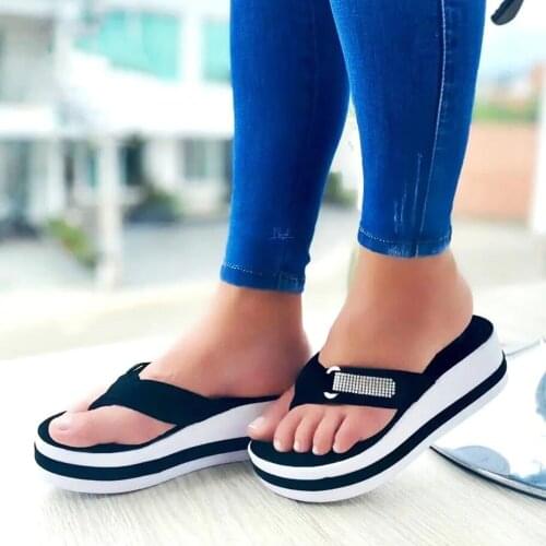 Platform Wedges Sandals Women Color Matching Flip Flop Slippers New Female Shoes Fashion Heeled Shoes Casual Summer Slides Femme