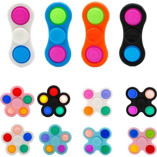 Silicone Push Bubble Flower Fingertip Spinner Sensory Fidget Toys Autism Stress Fidget Anxiety Relief Funny Toys For Adult Child