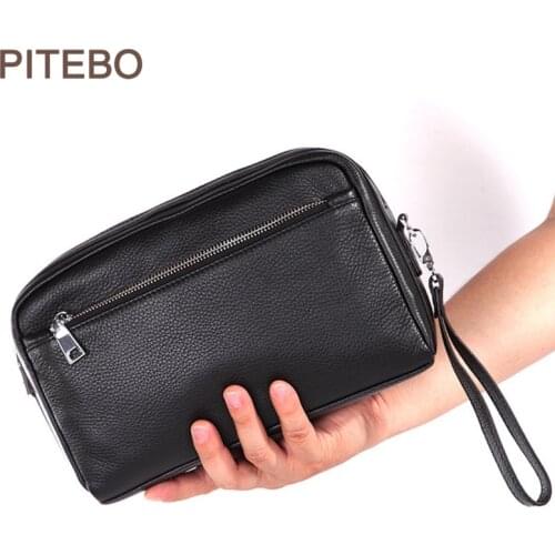 PITEBO Single shoulder bag, wallet, leather backpack, handbag, business briefcase, business card bag, drivers license bag black