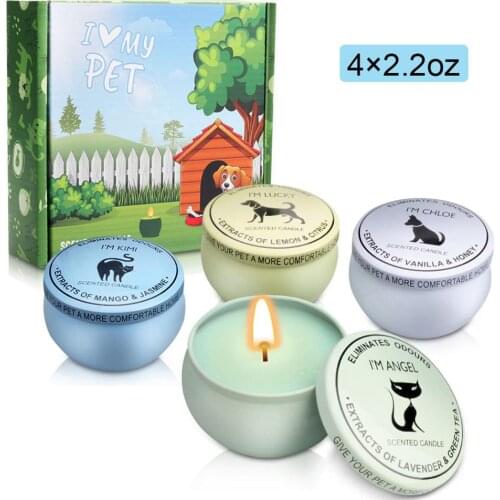 4pcs/set Natural Soy Wax Candle Pet House Odor Eliminator Non-toxic Scented Candles Lavender Lemon Eliminator 4pcs/set