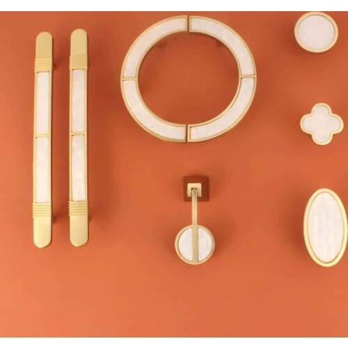 Light Luxury Shell Gold Handle Semi-circular Wardrobe Cabinet Door Drawer Pulls Clover Round Knobs Decor Furniture Handles