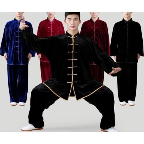 Unisex top quality Autumn&Winter warm pleuche tai chi taiji suits kung fu wushu uniforms martial arts clothing