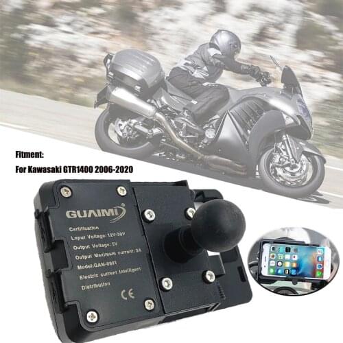 Motorcycle USB Charger Mobile Phone Holder Stand GPS Navigation Bracket For Kawasaki GTR1400 GTR 1400 2006-2020 2016 2017 2018