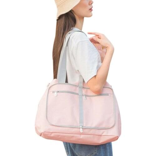 Women Foldable Waterproof Duffel Bags Travel Organizer Large Capacity Luggage Bags Fashion Shopping Tote Functional Shoulder Bag