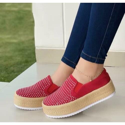 Womens Loafers 2021 Autumn New Ladies Crystal Platform Flat Female Shallow Causal Shoes Women Comfortable Footwear Plus Size