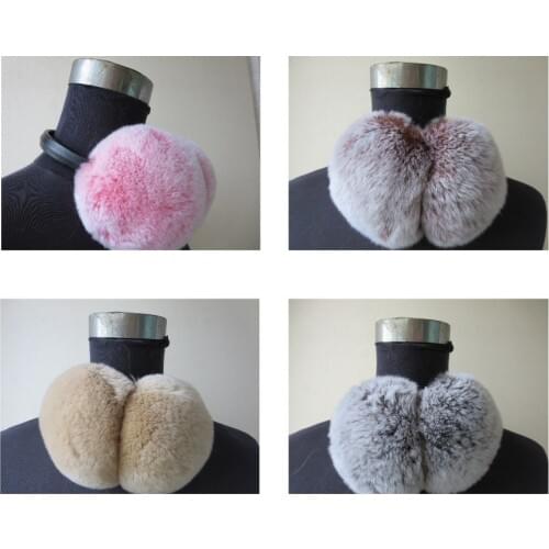Womens Real Rex Rabbit Fur Earmuffs Winter Fashion Warm Earflaps Fluffy Soft