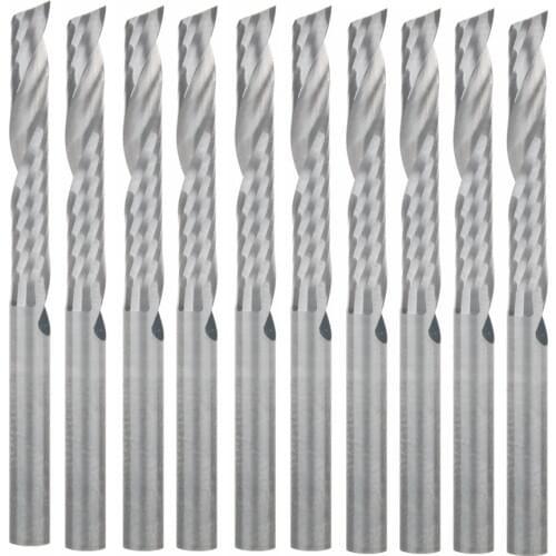 10PCS 3.175 X 22mm Single Flute Spiral Carbide CNC Router Bits Milling Cutter