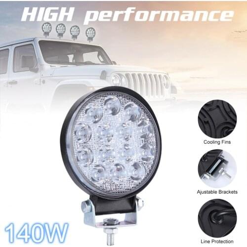 140W 6000K 14000LM Circular Waterproof LED Work Light for Off-Road Suv / Boat/ 4X4 Jeep / Truck