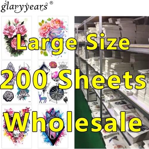 200 Pieces Wholesale Temporary Tattoo Modern Style Geometric Flower Bird Picture Design Henna Arm Body Art Tattoo Sticker Unisex