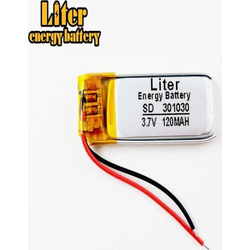 3.7V 120mAh 301030 Lithium Polymer Li-Po li ion Rechargeable Battery cells For Mp3 MP4 MP5 GPS PSP mobile bluetooth