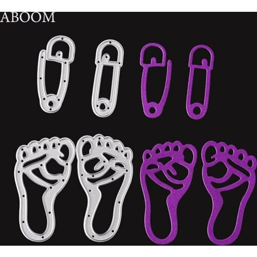 ABOOM 4PCS/Set Foot Pins Metal Die Cut Embossing Folder Scrapbooking Album Decoration Cutting Dies Stencils DIY Card Template
