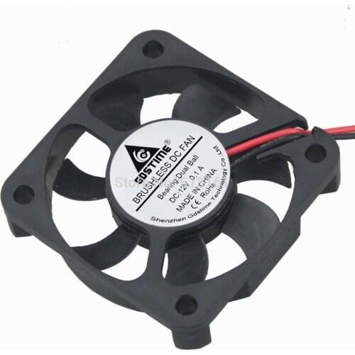 5Pcs Gdstime 50x50x10mm 12V DC Cooling Brushless Dual Ball Bearing 2Pin 5010 5cm 50mm Cooler Case Fan
