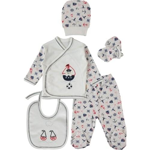 5 piece Sailor The Zibin set-Navy Blue Your baby teniyle contact all regions is made of 100 cotton fabric