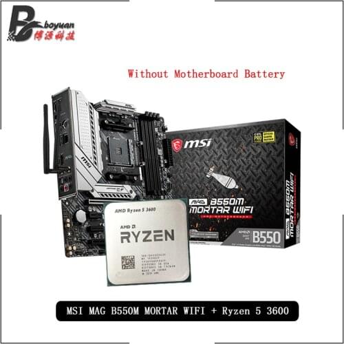 AMD Ryzen 5 3600 R5 3600 CPU + MSI MAG B550M MORTAR WIFI Motherboard Suit Socket AM4 All new but without cooler