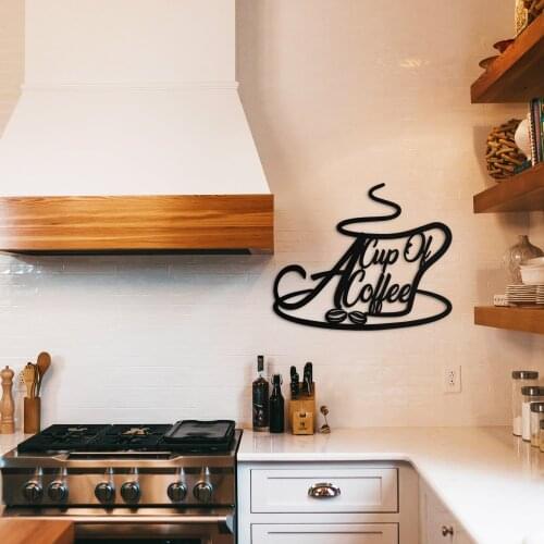 A Cup of Coffee Metal Black Decor Wall Decorative Turkish Style Large Wall Decor Study Room Living Room Office Home Decoration