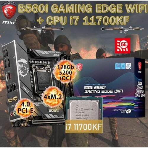 LGA1200 MSI MPG B560i GAMING EDGE WIFI Motherboard+ Intel i7 11700KF Combo DDR4 128GB M.2 PCI-E 4.0 Placa-mãe Desktop Intel B560