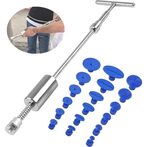 44cm / 17.3inch Car Dent Repair Tools Auto Repair Dent Puller Kit Slide Hammer Reverse Hammer Glue with 18pcs Glue Tabs