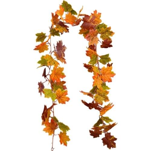 Artificial Maple Leaves Garland Simulation Wreath Halloween Accessories Shooting Props Hanging Silk Fake Christmas Decoration